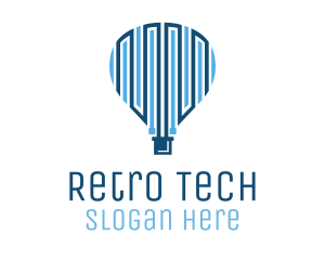 Blue Hot Air Balloon Tech logo design