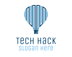 Blue Hot Air Balloon Tech logo design