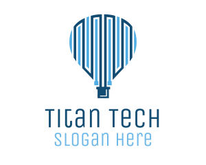 Blue Hot Air Balloon Tech logo design