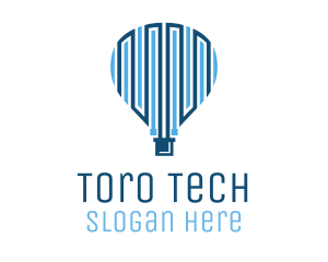 Blue Hot Air Balloon Tech logo design