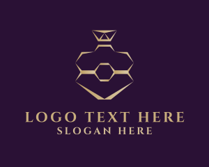 Perfumery - Gold Perfume Hexagon Bottle logo design