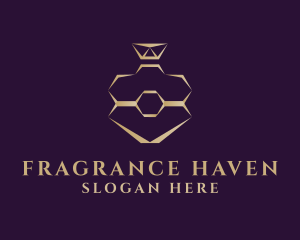 Gold Perfume Hexagon Bottle logo design