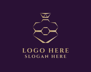 Scent - Gold Perfume Hexagon Bottle logo design
