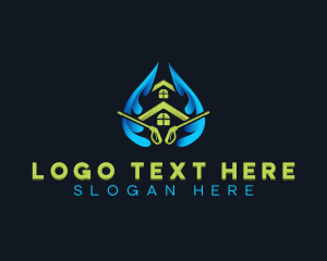 Clean - Pressure Washer Home Cleaning logo design