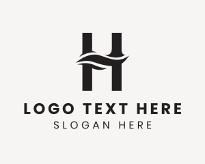 Grayscale - Simple Wave Letter H logo design