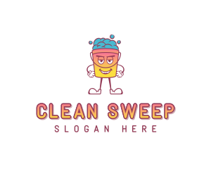Custodian - Sanitation Cleaning Bucket logo design
