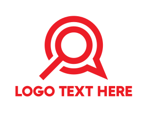 Red And White - Magnifying Glass Communication logo design