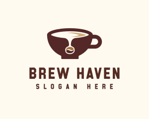 Brew - Coffee Bean Cup logo design