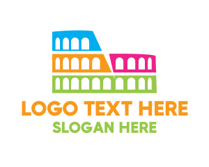 Italy - Colosseum Tourist Landmark logo design