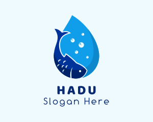 Tuna - Water Fish Droplet logo design