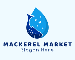 Water Fish Droplet logo design