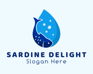 Sardine - Water Fish Droplet logo design