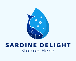 Water Fish Droplet logo design