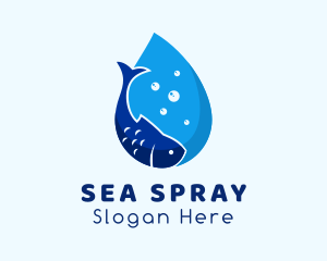 Water Fish Droplet logo design