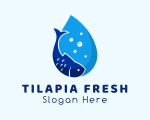 Water Fish Droplet logo design