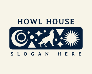 Howl - Wolf Moon Star logo design