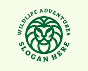 Green Wildlife Lion logo design