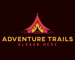 Campsite Flame Adventure logo design