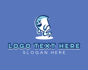 Angry - Happy Ghost Character logo design
