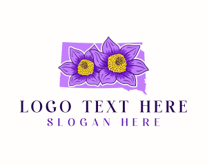 Map - South Dakota Pasque Flower logo design