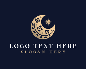 Night - Floral Moon Botanical logo design