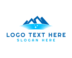 Ski - Winter Mountain Lake logo design