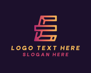 Letter E - Futuristic Digital Tech logo design
