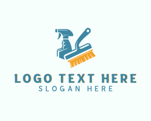 Cleaning Brush - Housekeeper Clean Sanitation logo design