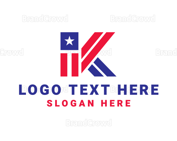 Patriotic Flag Letter K Logo