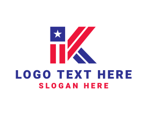 United States - Patriotic Flag Letter K logo design