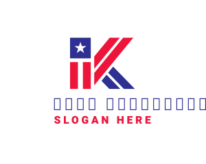 Alphabet - Patriotic Flag Letter K logo design