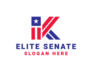 Senate - Patriotic Flag Letter K logo design