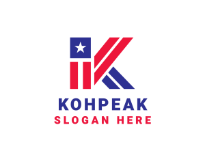 Patriotic Flag Letter K logo design