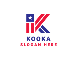 Patriotic Flag Letter K logo design