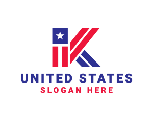 States - Patriotic Flag Letter K logo design