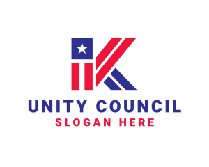 Council - Patriotic Flag Letter K logo design