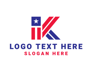 Patriotic Flag Letter K Logo