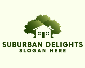 Suburban - Residential House Tree logo design