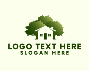 Lawn Care - Residential House Tree logo design