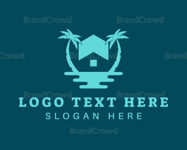 Ocean Palm Tree Home Logo