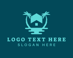 Lodging - Ocean Palm Tree Home logo design