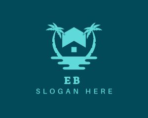 Ocean Palm Tree Home Logo