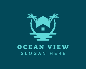 Ocean Palm Tree Home logo design