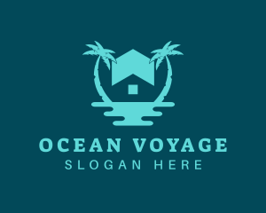 Ocean Palm Tree Home logo design