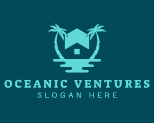 Ocean Palm Tree Home logo design