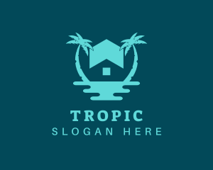 Ocean Palm Tree Home logo design