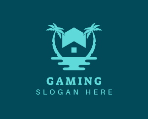 Lodging - Ocean Palm Tree Home logo design