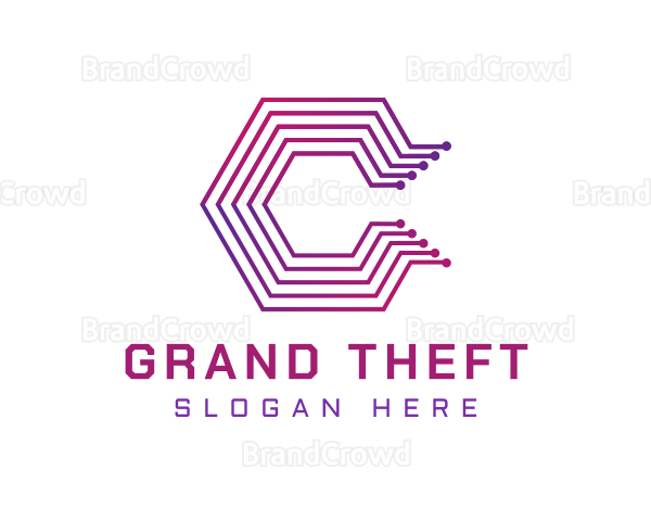 Gradient Hexagon Tech Letter C Logo