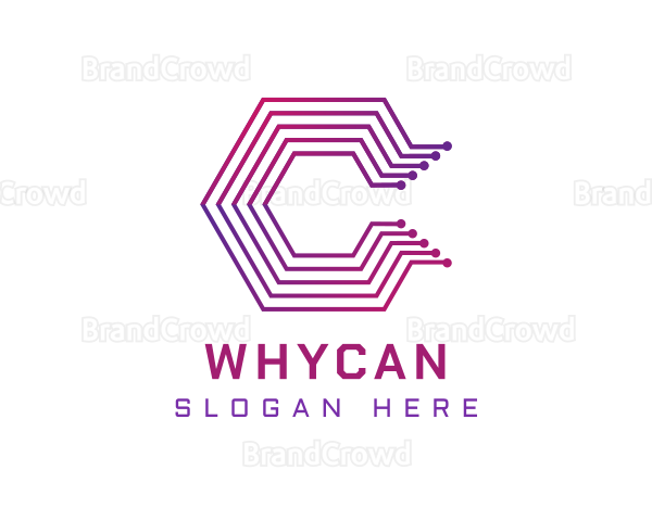 Gradient Hexagon Tech Letter C Logo