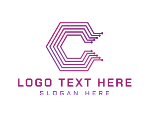 App - Gradient Hexagon Tech Letter C logo design